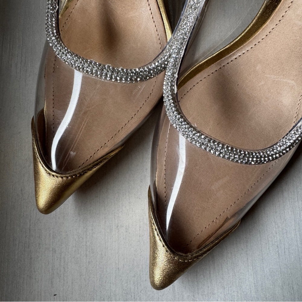 Schutz Audrey Slingback Pointed Toe Pump jewel-encrusted topline